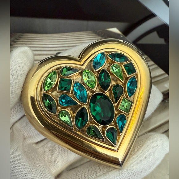 LOT 2233 18K gold plated jewel YSL Vintage POWDER case mirror Robert Goossens - Picture 1 of 17